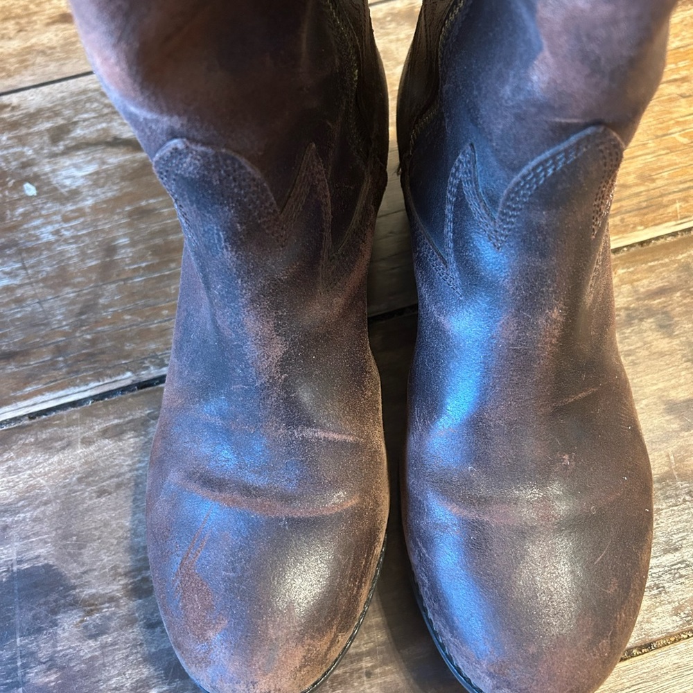 Olukai Emalani Distressed, Embroidered Leather Boots Color: French Roast - Picture 6 of 13